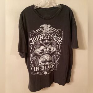 JOHNNY CASH MAN IN BLACK MENS XXL BLACK SHORT SLEEVE GRAPHIC T SHIRT